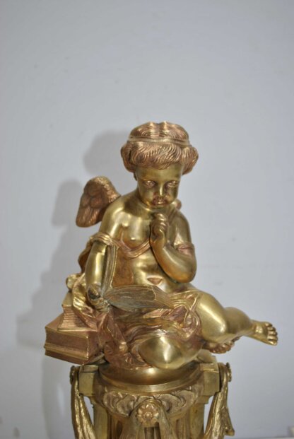 Pareja ángeles de bronce y mármol - Imagen 5