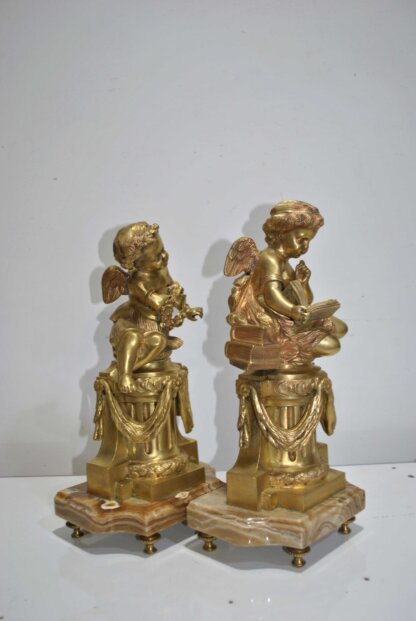 Pareja ángeles de bronce y mármol - Imagen 6