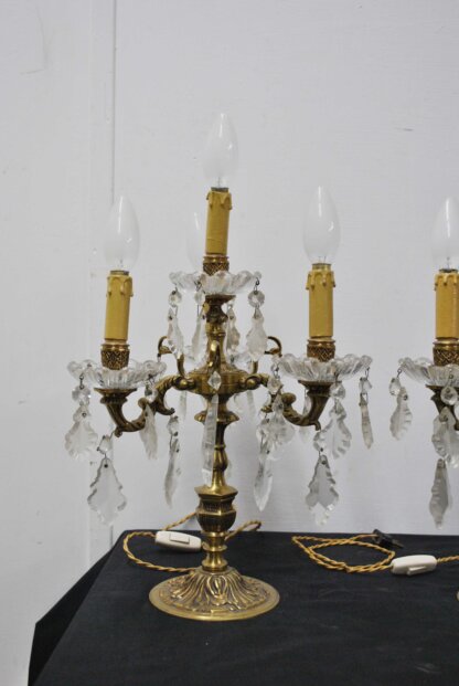 Candelabros bronce y cristal - Imagen 2