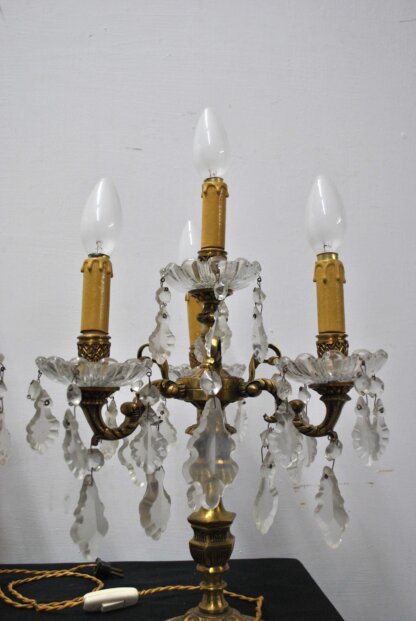 Candelabros bronce y cristal - Imagen 4