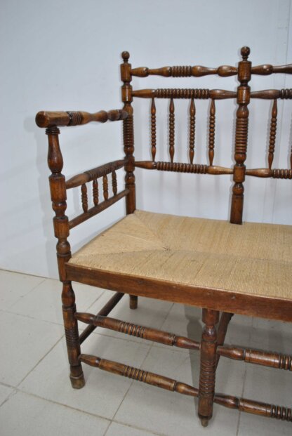Sofá madera y asiento enea - Imagen 4