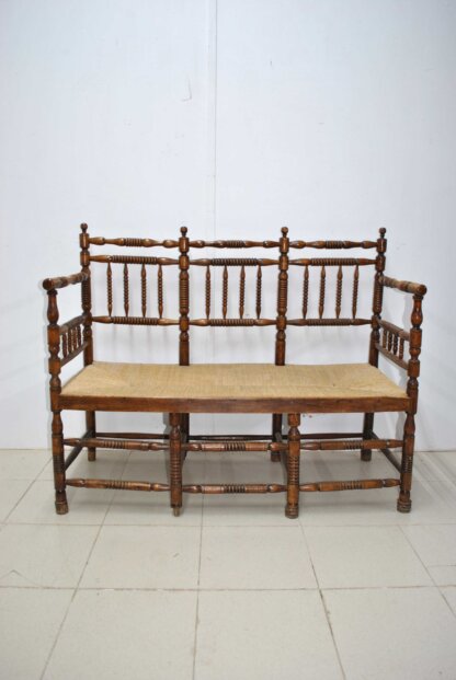 Sofá madera y asiento enea