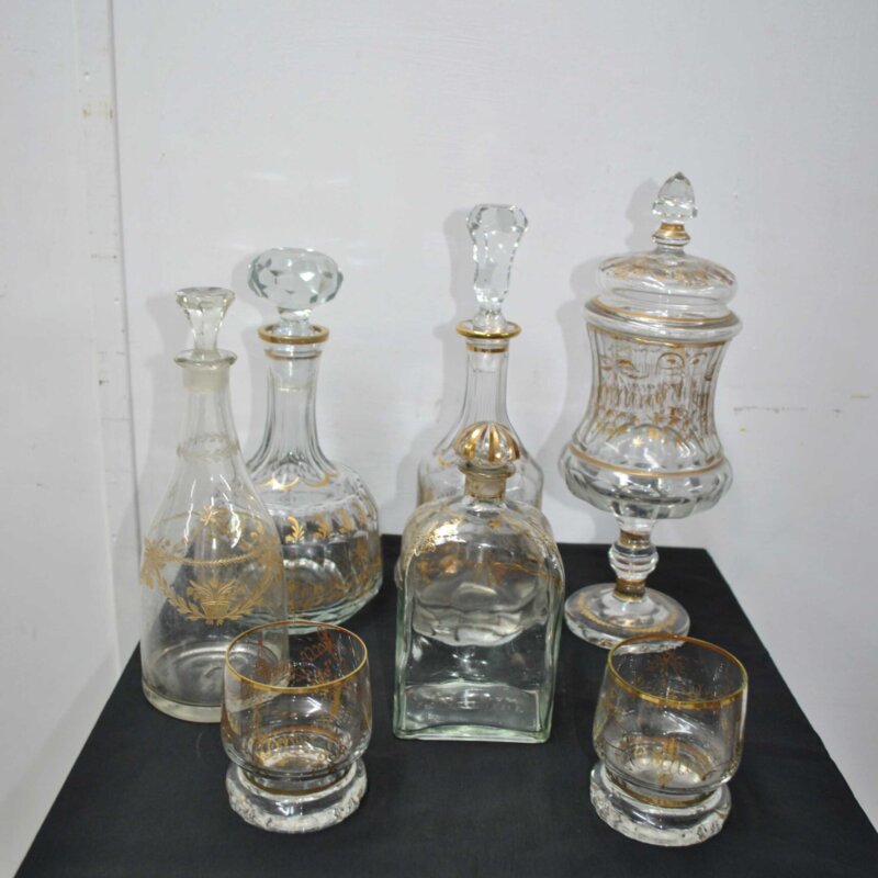 Set licoreras y copas de cristal