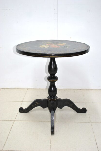 Mesa ebonizada flores pintadas - Imagen 4