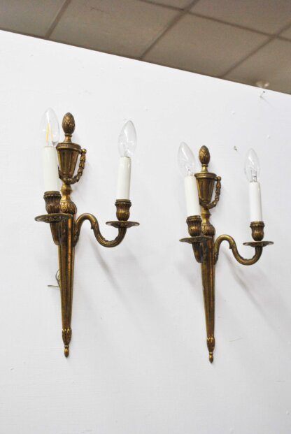 Apliques Luis XVI bronce - Imagen 2