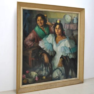 Óleo damas gitanas Julio Ariza