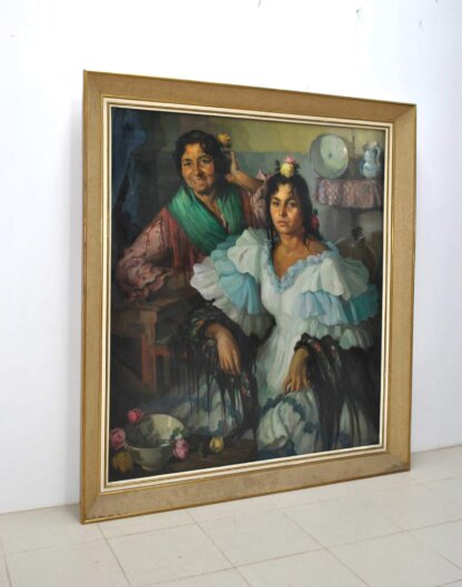 Óleo damas gitanas Julio Ariza