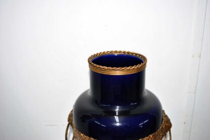 Jarrón de loza azul cobalto - Imagen 4