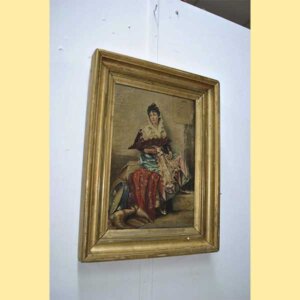 Óleo dama española con abanico