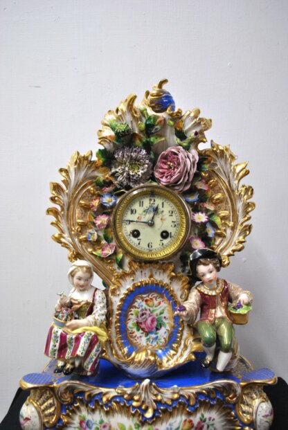 Reloj rococó porcelana - Imagen 3
