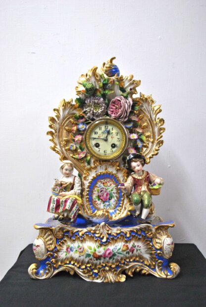 Reloj rococó porcelana - Imagen 2