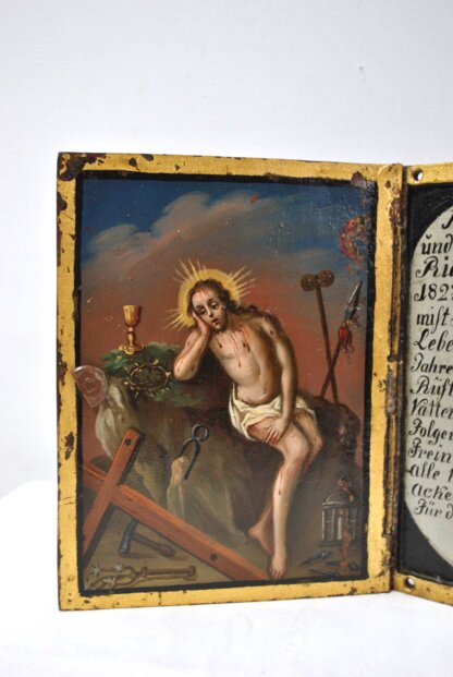 Retablo díptico óleo sobre cobre - Imagen 2