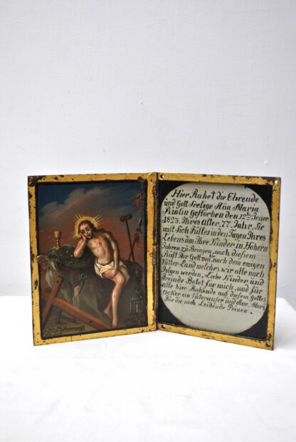 Retablo díptico óleo sobre cobre