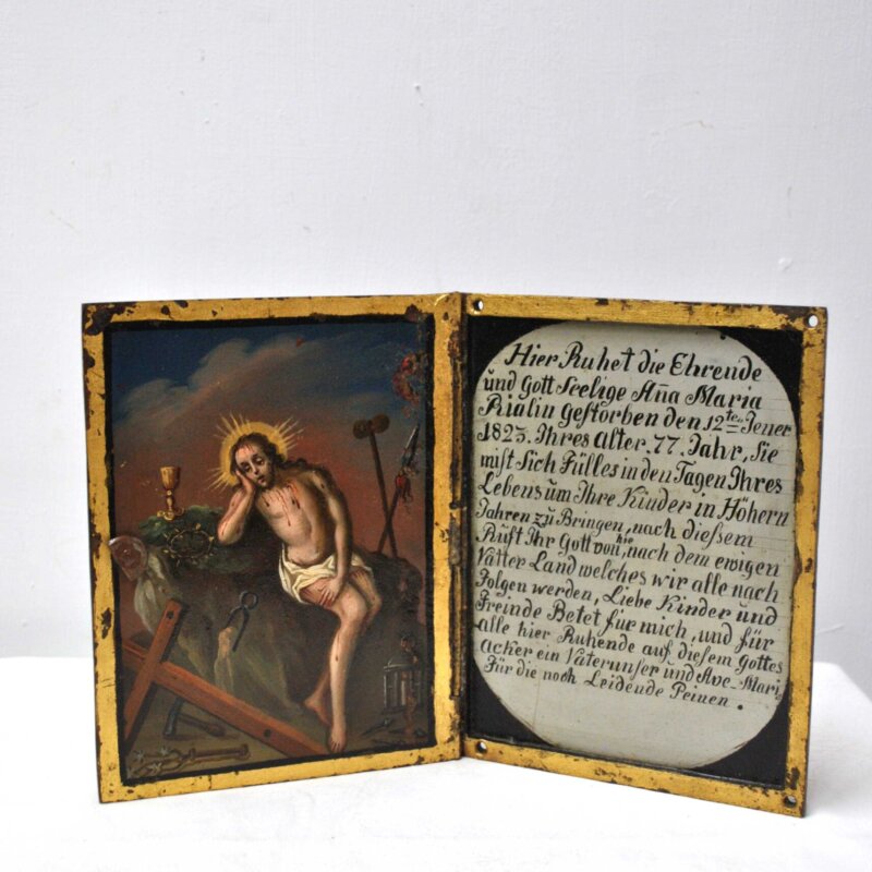 Retablo díptico óleo sobre cobre