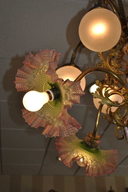 Lámpara porcelana y cristal rizado - Imagen 3