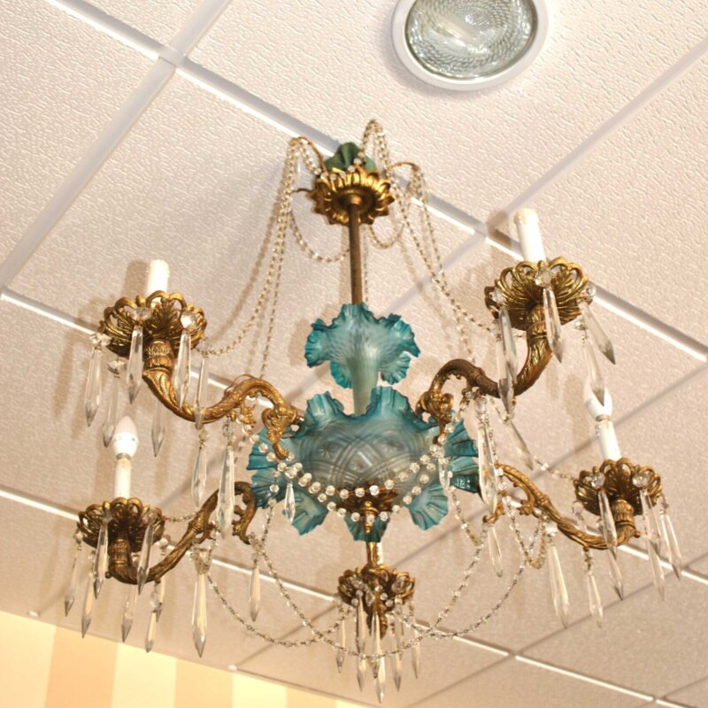 Lámpara cristal azul y bronce