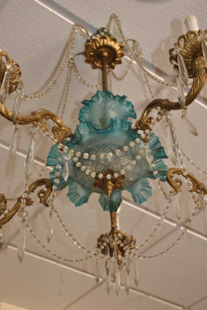 Lámpara cristal azul y bronce - Imagen 2