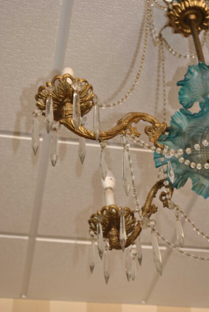 Lámpara cristal azul y bronce - Imagen 3
