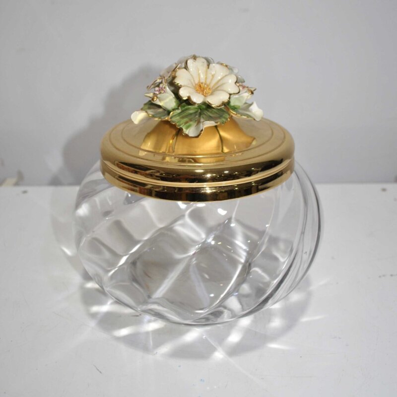 Bombonera cristal y porcelana