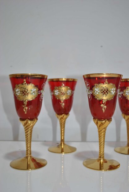 Juego 6 copas cristal rojo y oro - Imagen 3