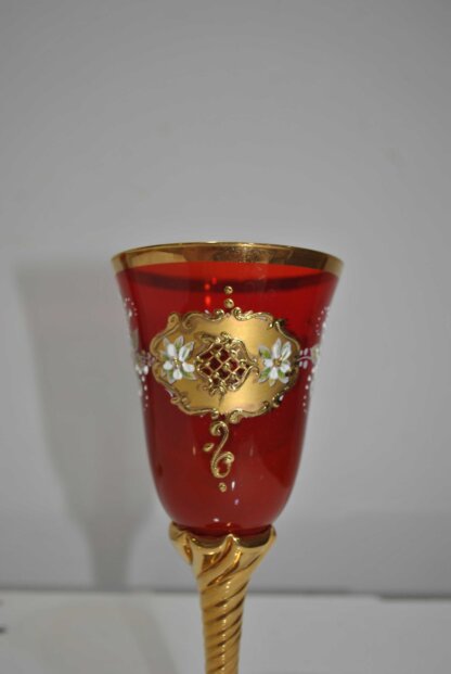 Juego 6 copas cristal rojo y oro - Imagen 6