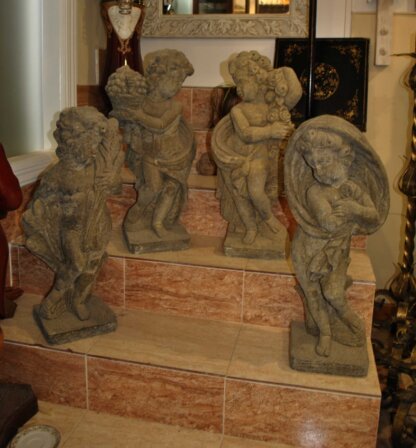 Figuras angelitos de piedra