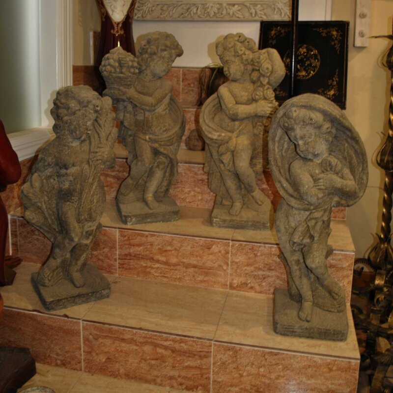 Figuras angelitos de piedra