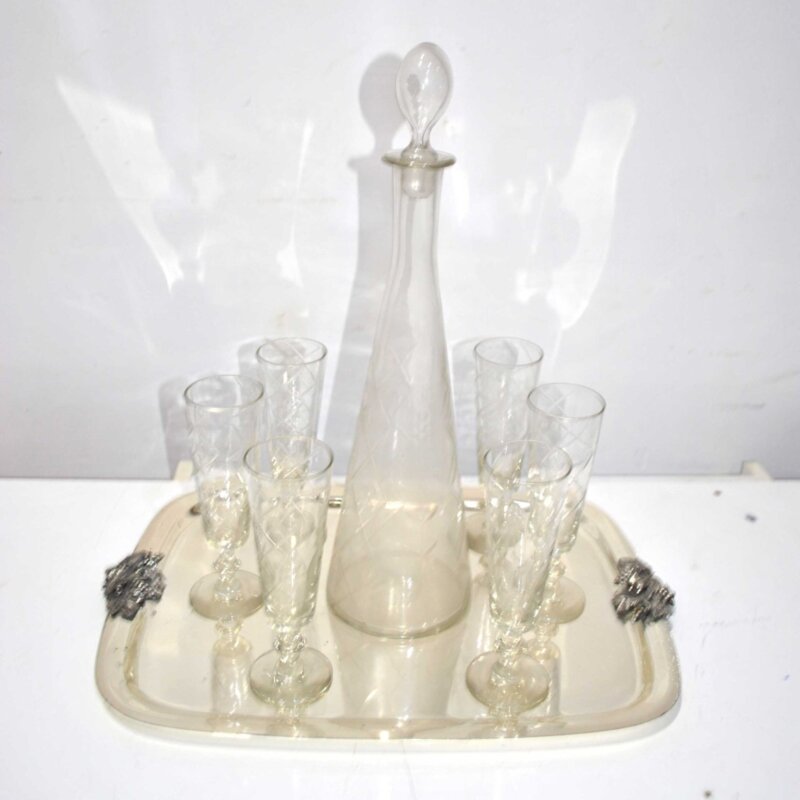 Set copas licoreras y bandeja