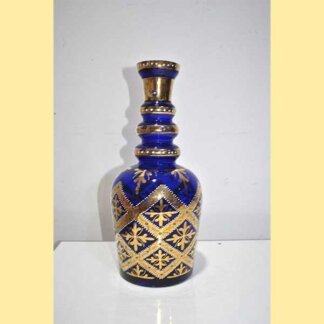 Licorera cristal azul y oro