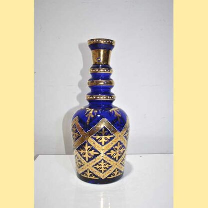 Licorera cristal azul y oro