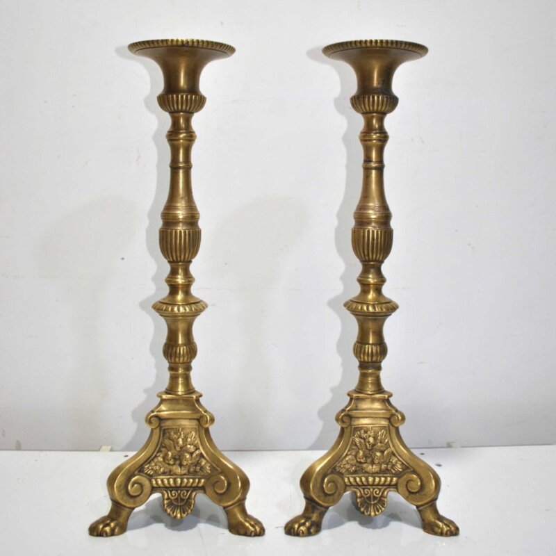Candelabros hacheros bronce