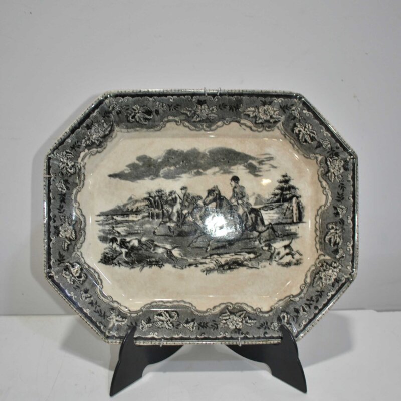 Bandeja porcelana escena caza