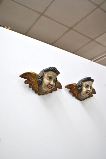 Pareja angelitos de pared madera - Imagen 3
