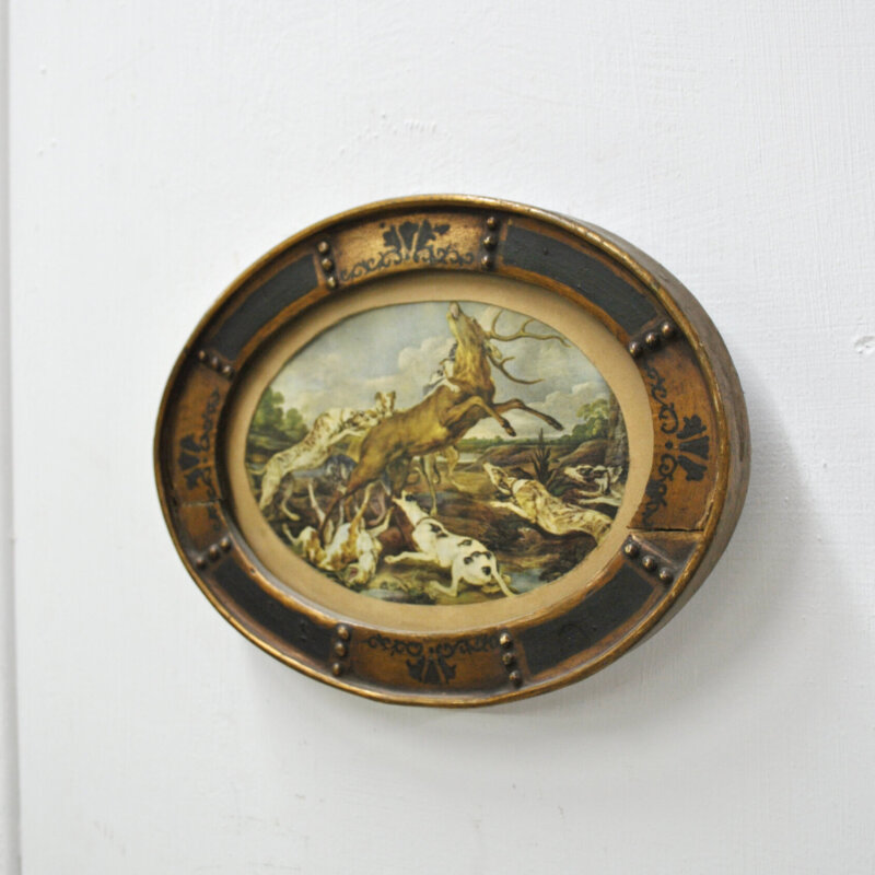 Grabado con marco motivo caza