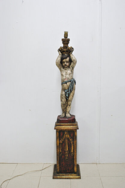 Lámpara madera angelito querubín - Imagen 2