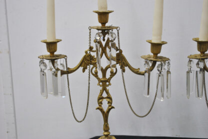 Candelabros Luis XV bronce y cristal - Imagen 3
