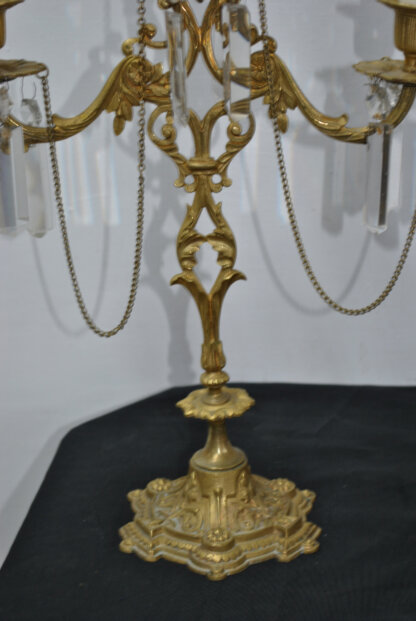 Candelabros Luis XV bronce y cristal - Imagen 4