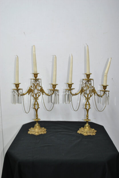 Candelabros Luis XV bronce y cristal