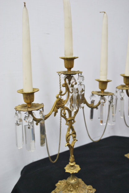 Candelabros Luis XV bronce y cristal - Imagen 7