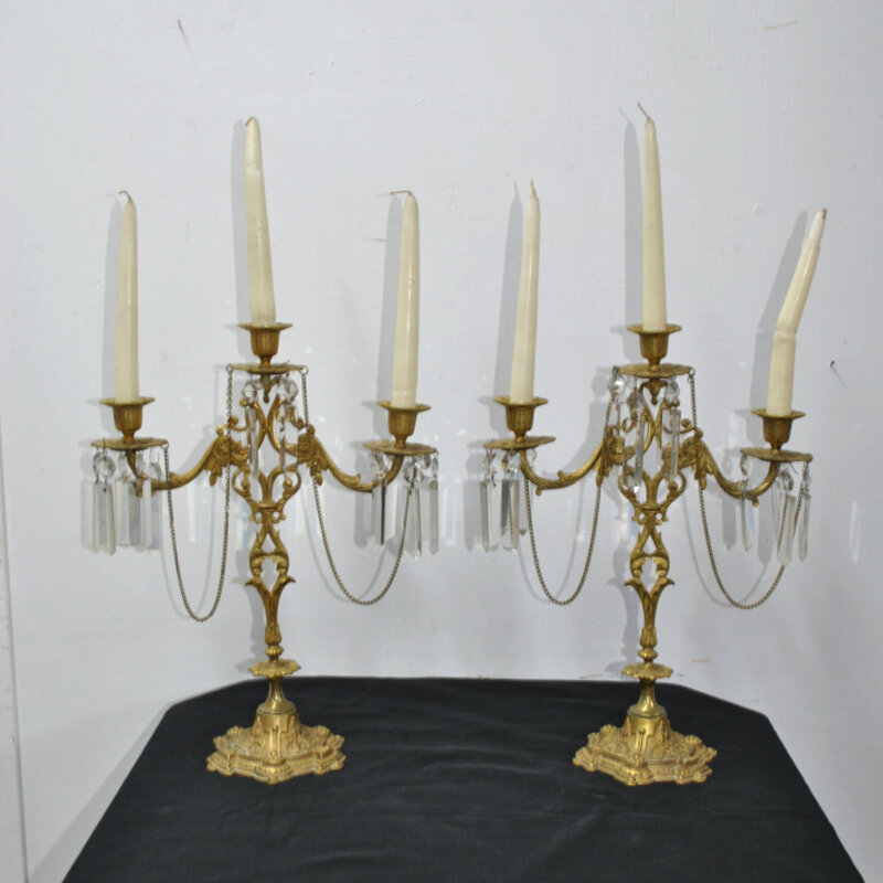 Candelabros Luis XV bronce y cristal
