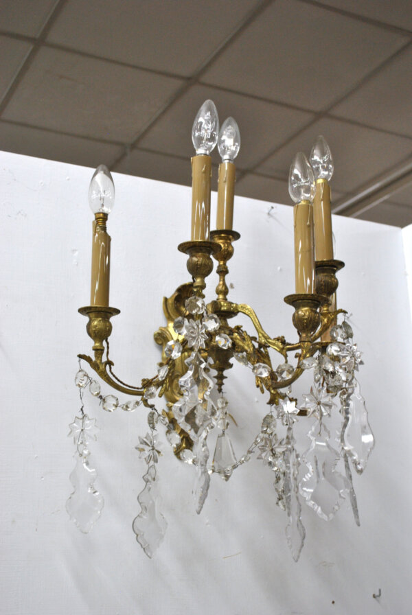 Apliques bronce cristales tallados - Imagen 4