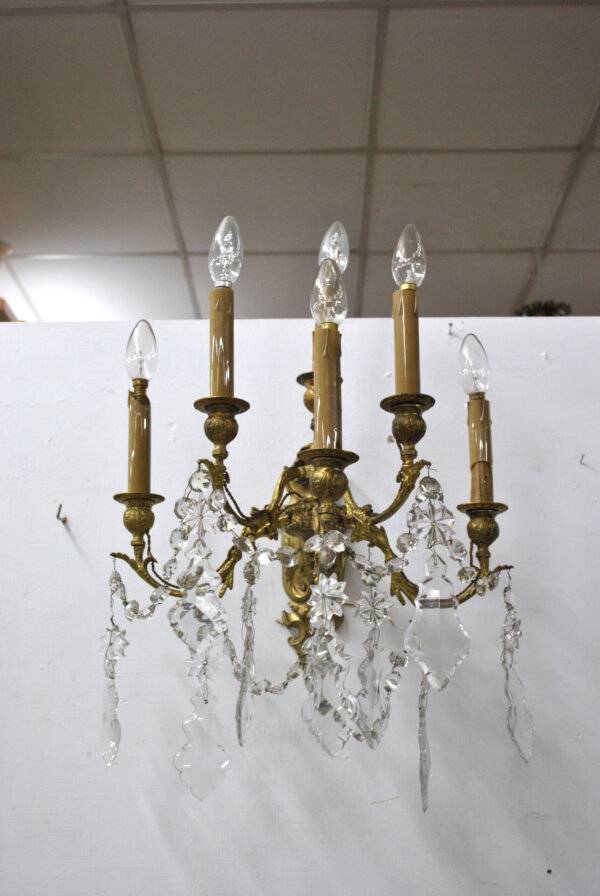 Apliques bronce cristales tallados - Imagen 6