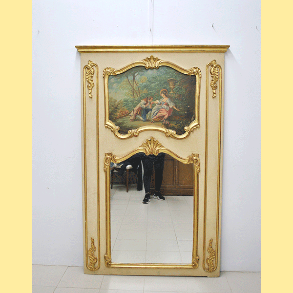 Espejo trumeau beige con escenas