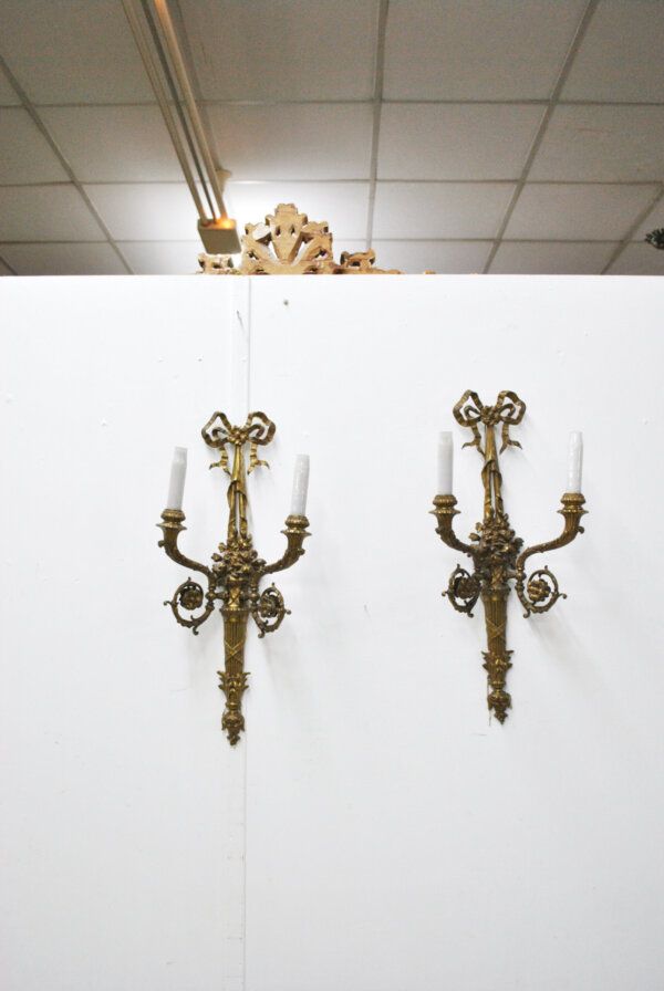 Apliques Luis XVI bronce - Imagen 2