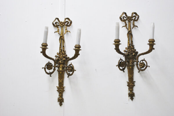 Apliques Luis XVI bronce - Imagen 3