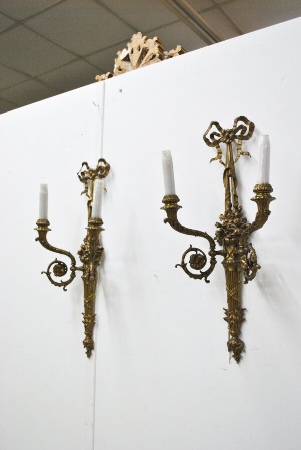 Apliques Luis XVI bronce - Imagen 5
