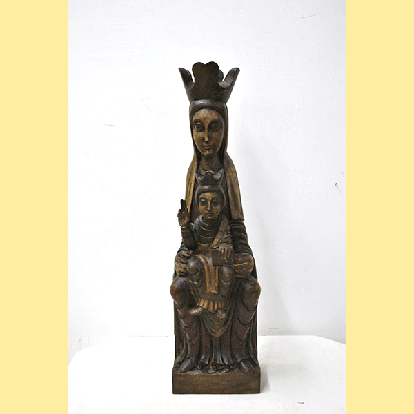 Escultura madera Virgen y niño