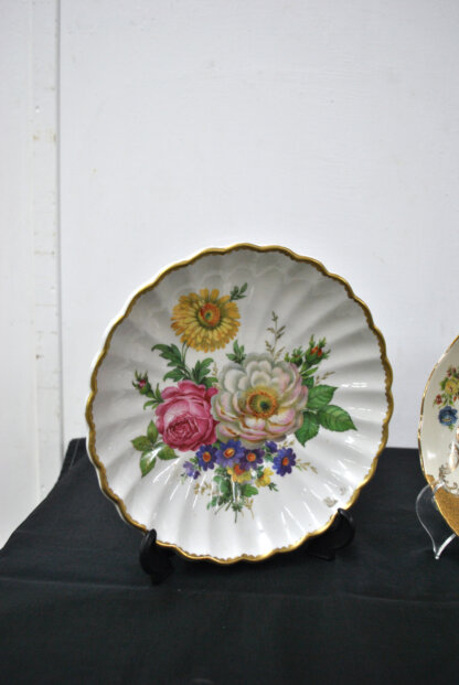 Pareja platos flores porcelana - Imagen 3