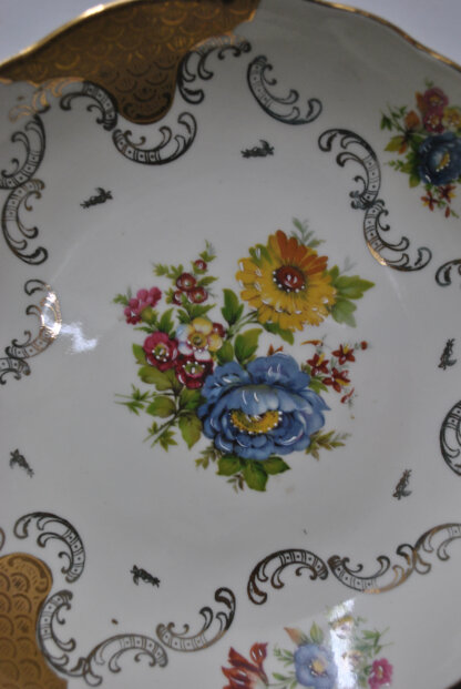 Pareja platos flores porcelana - Imagen 5