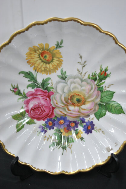 Pareja platos flores porcelana - Imagen 6